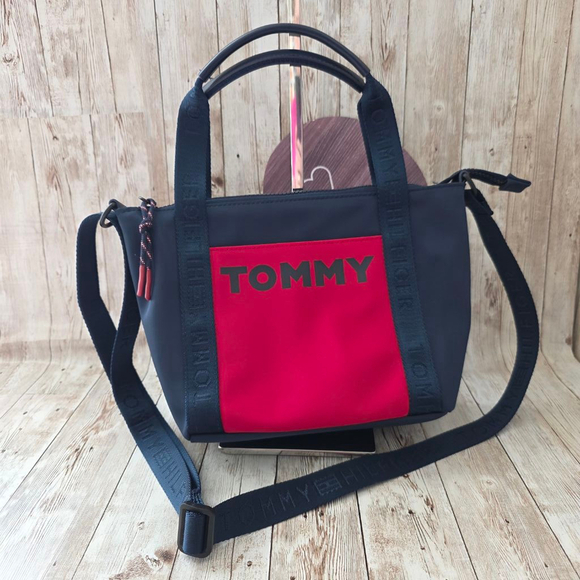 Tommy Hilfiger Navy & Red HandBag Small - Picture 1 of 8